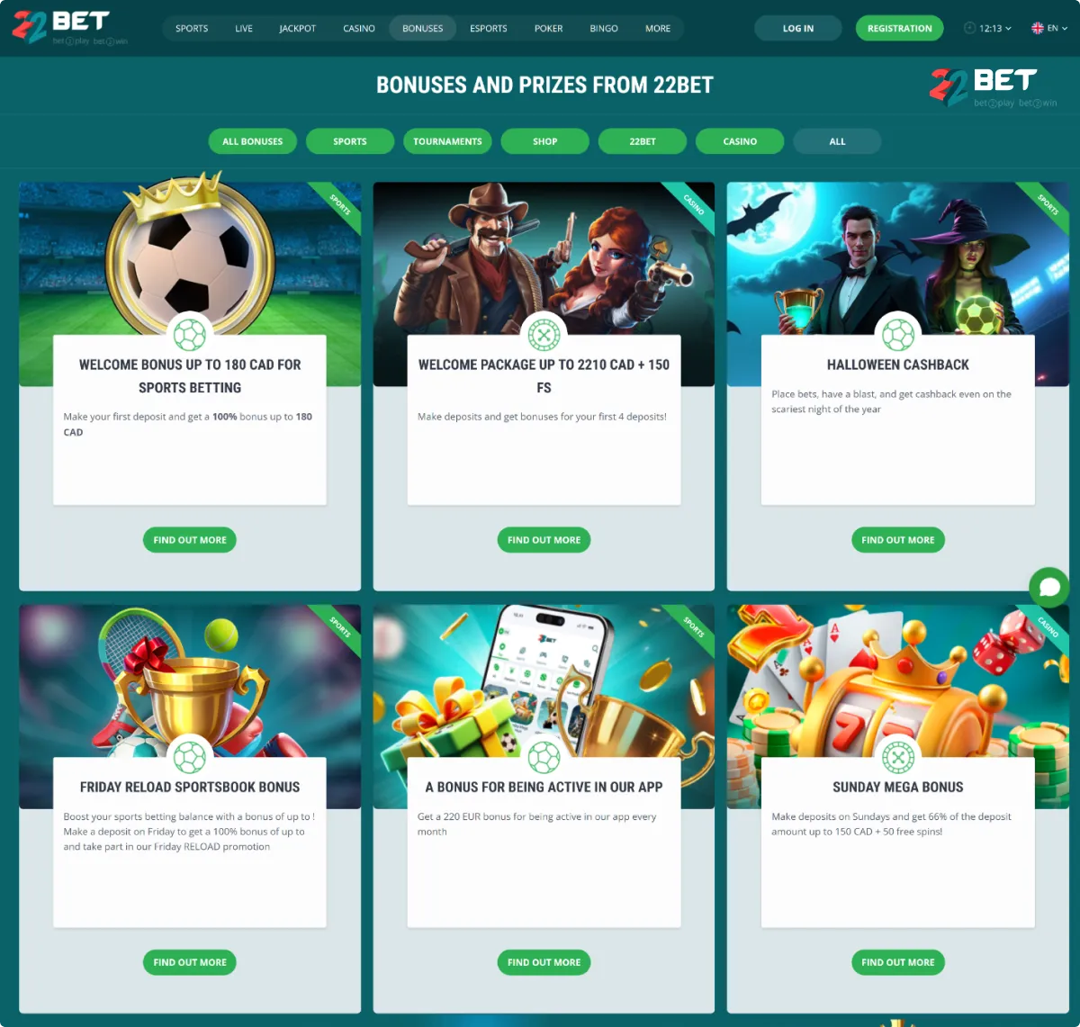 22Bet Bonuses and Promotions